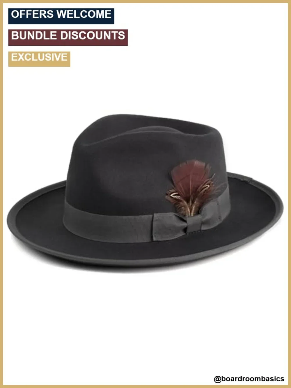 Wide Brim Fedora Hat with Removable Feathers, Adjustable Strap, Cotton Blend,